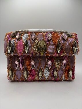 Kurt Geiger Pink Orange Sequin Jeweled Evening Clutch